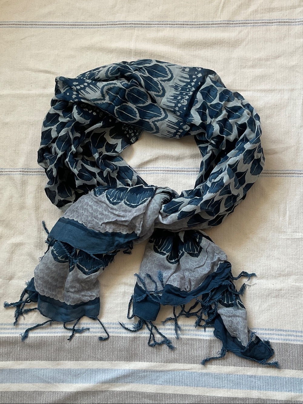 Echo Navy & Light Blue Floral Print Scarf